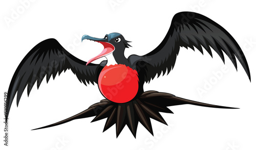Magnificent frigatebird with spread wings illustration
