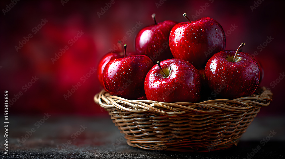 Fresh red apples in a basket, textured and natural shadows Fresh red apples in a basket, textured and natural shadows