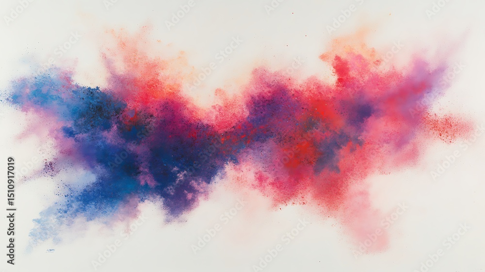 Obraz premium Abstract Colorful Powder Explosion on White Backdrop for Creative Design Projects, Art, and Backgrounds.