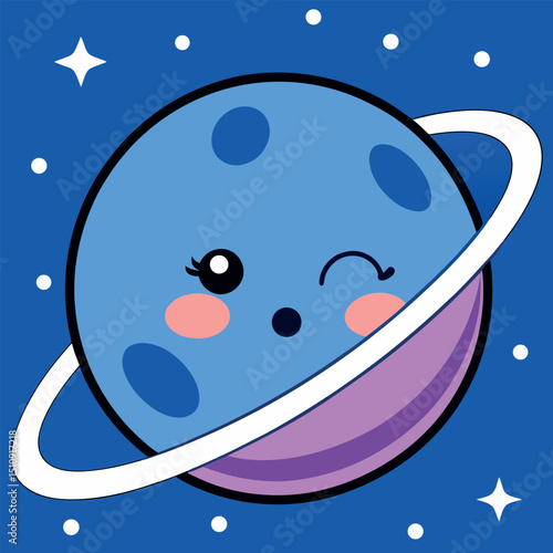 Cute Planet Illustration Vector Whimsical Space Design Graphic