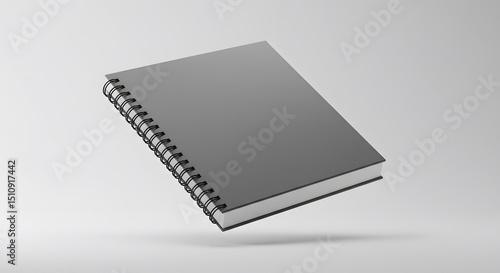 Gray Spiral Notebook Mockup:  Clean Design, Blank Template for Branding and Mockups