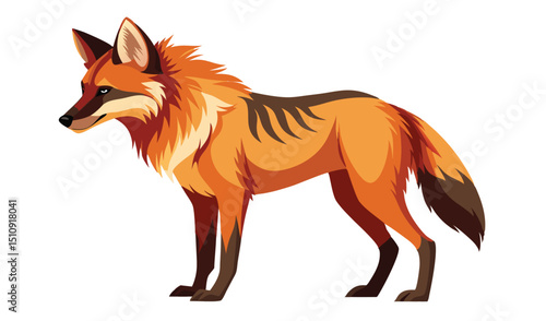 Maned wolf standing profile illustration