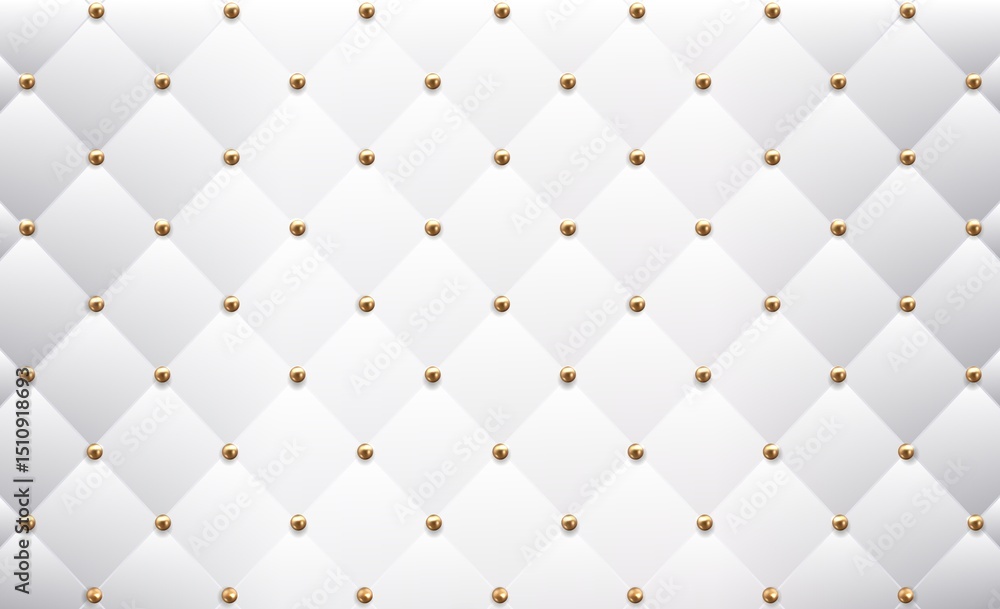 Naklejka premium The texture of quilted leather with gold buttons