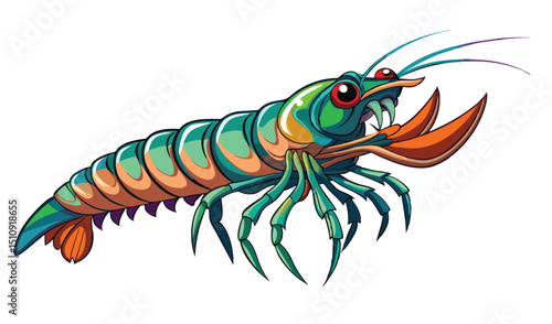 Vibrant cartoon mantis shrimp illustration