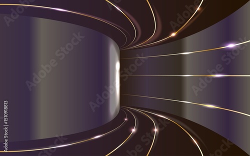 Fototapeta Naklejka Na Ścianę i Meble -  background with blue and gold tunnel light effect