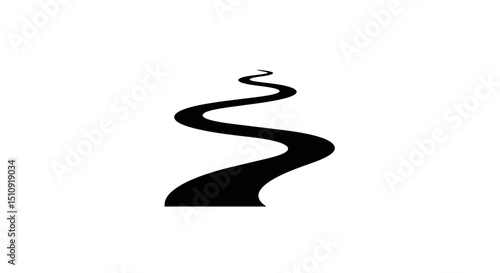 Winding Road Silhouette: An abstract illustration of a winding road curves into the distance, a journey into the unknown with a sense of adventure and possibility.
