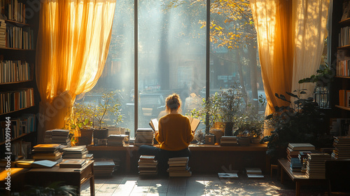 Cozy reading corner with stacked books and handmade embroidery details, creating a warm, artistic, and inspiring atmosphere for quiet moments.