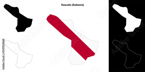 Hasuda (Saitama) outline map set