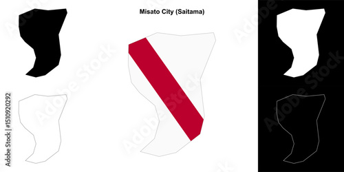 Misato City (Saitama) outline map set
