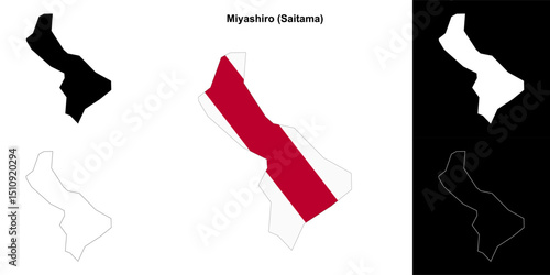 Miyashiro (Saitama) outline map set