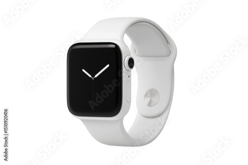 White smartwatch isolated on transparent background