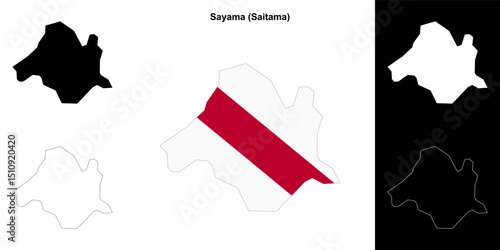 Sayama (Saitama) outline map set