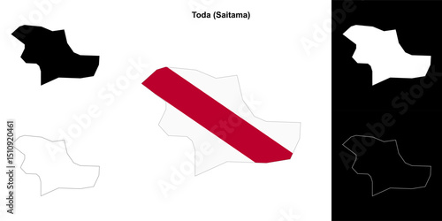 Toda (Saitama) outline map set