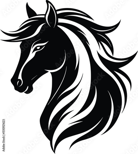 Wallpaper Mural  horse head silhouette, flowing mane, profile view Torontodigital.ca