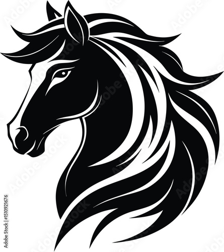 Wallpaper Mural  horse head silhouette, flowing mane, profile view Torontodigital.ca