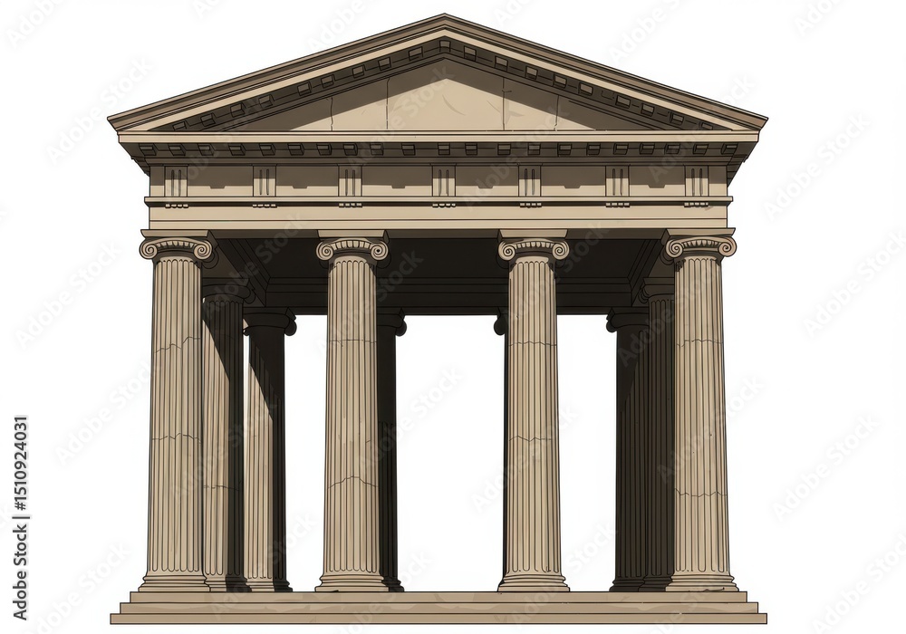 Fototapeta premium Greek temple with columns isolated on white background