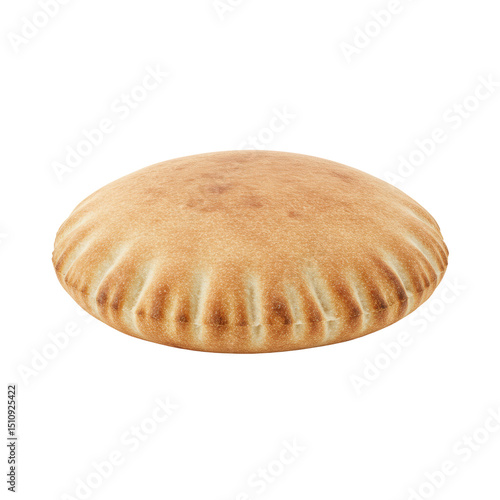 Ultra realistic UHD photo of a standalone pita bread, full object, with clear contours and no shadows, on a transparent plain isolated background, slightly high angle shot, commercial photoshoot conce