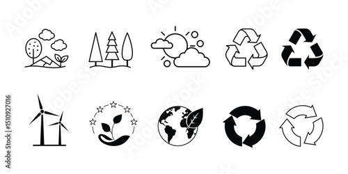 ecology and environment icons set