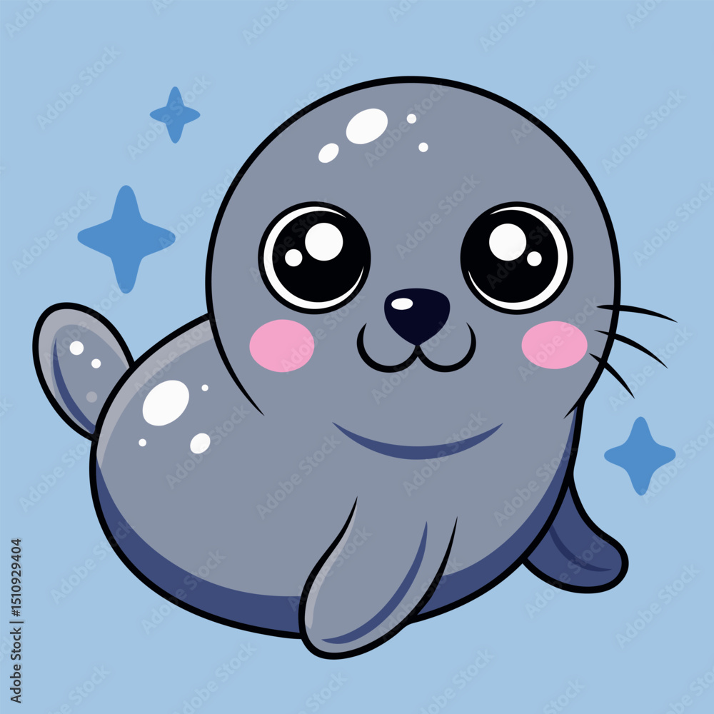 Fototapeta premium Cute Cartoon Seal Vector Illustration Animal Graphic Design
