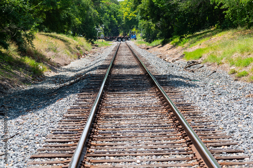 Railroad tracks that show to a vanishing point. Railroad tracks that show to a vanishing point.