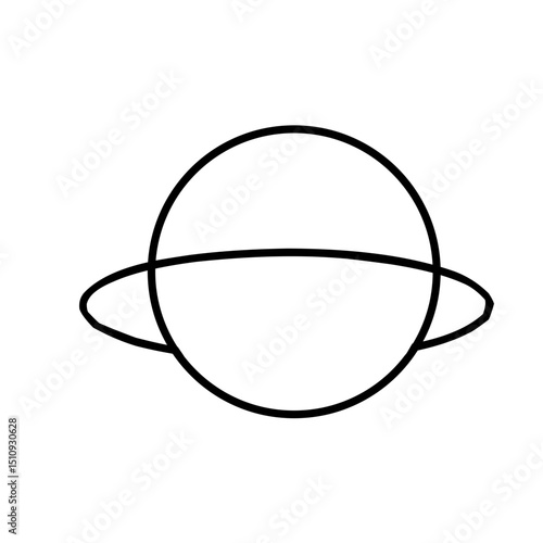 A simple purple line drawing of Saturn with its ring 