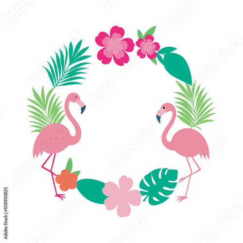Monstera tropical flower frame design