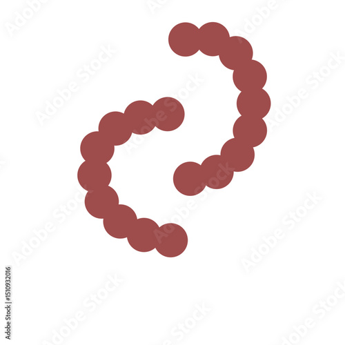 Two curved, C-shaped chains of red dots mirroring each other 