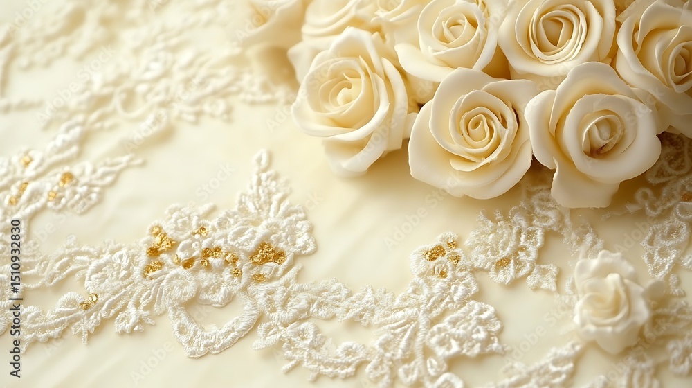Elegant cream wedding cake with intricate floral design Elegant cream wedding cake with intricate floral design