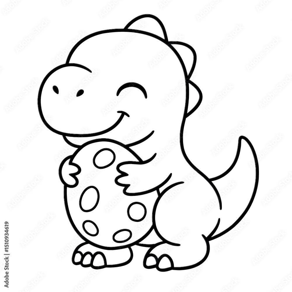 Dino's Tender Embrace: A charming illustration of a delightful dinosaur, cradling a spotted egg. With a heartwarming smile, this cute creature embodies joy and anticipation. Dino's Tender Embrace: A charming illustration of a delightful dinosaur, cradling a spotted egg. With a heartwarming smile, this cute creature embodies joy and anticipation.