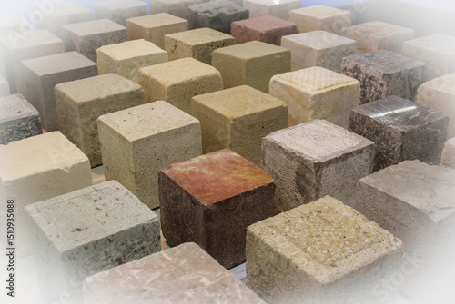 cubic samples of different rocks
