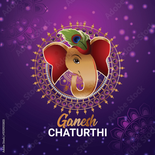 Indian cultural festival happy ganesh chaturthi celebration card