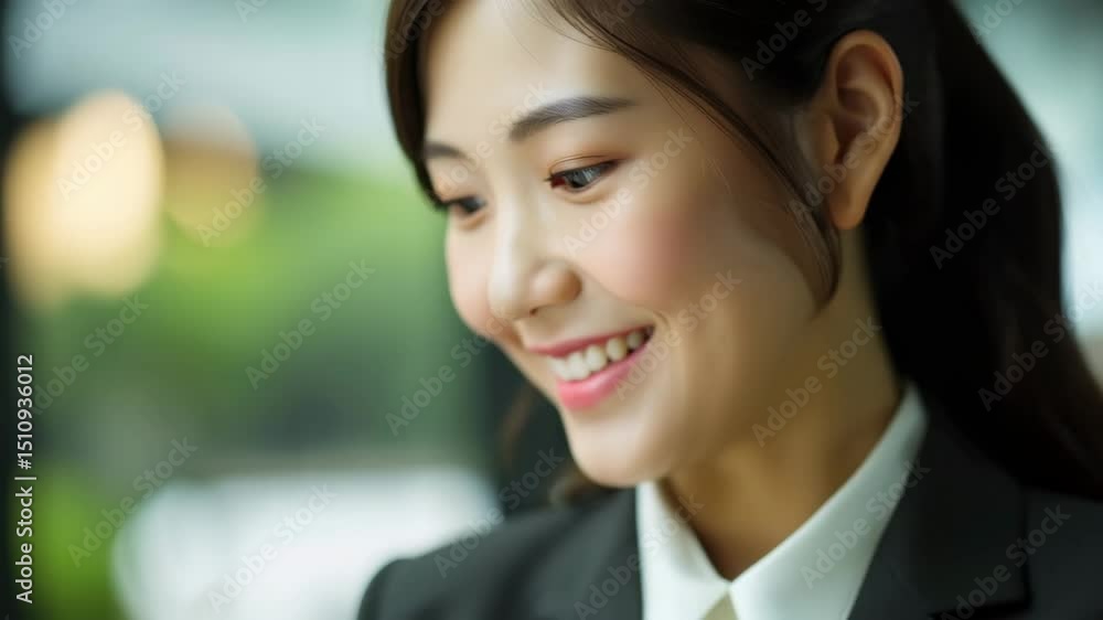 Joyful expressions of a smiling professional in natural light sequence Joyful expressions of a smiling professional in natural light sequence