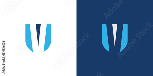  Modern and strong security V logo design