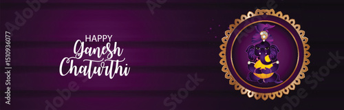 Ganesh chaturthi cartoonist character on purple background