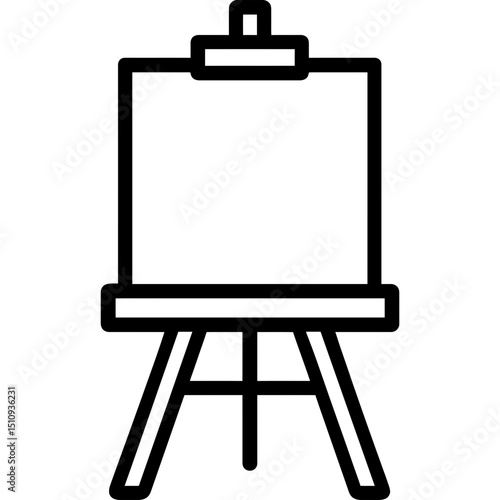 Minimalist easel icon with canvas