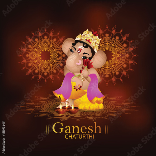Indian cultural festival happy ganesh chaturthi celebration card