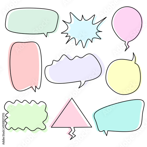 Collection of colorful communication speech bubbles