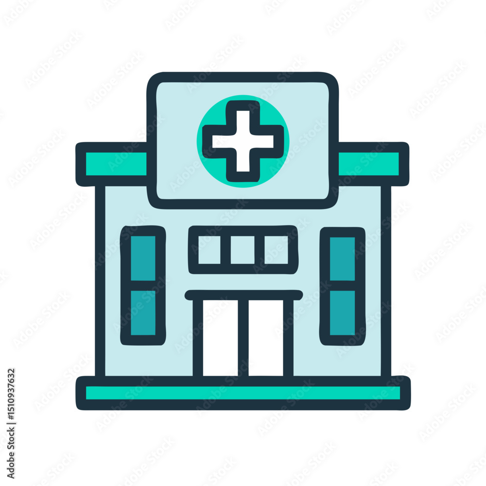 Obraz premium Public Service Icon vector silhouette ofPublic Service,Government Building,City Hall,Hospital, Ambulance,Fire Station,Police Station,Library,School , University, Clinic , Health Center, Post Office