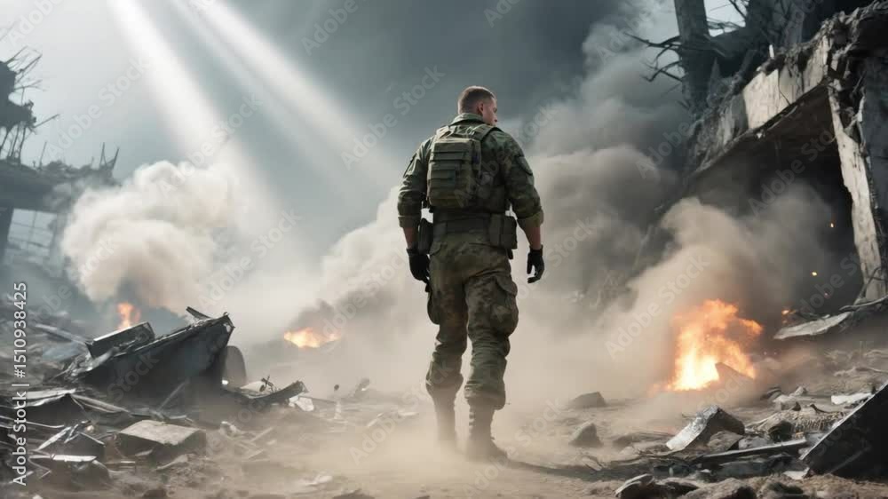 Soldado en territorio de guerra