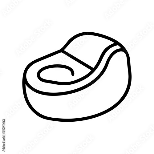 Modern bean bag chair in minimalist style with soft contours, icon, vector 