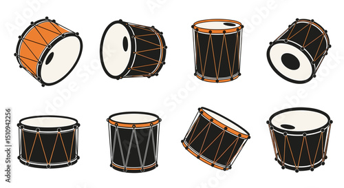 Collection of various drums percussion instruments for music education and performance projects use 100 chr