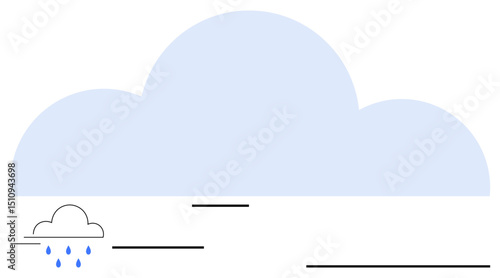 Fotografie Light blue cloud dominates the composition with a smaller raincloud and falling drops below