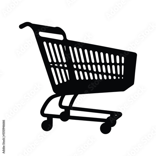 Shopping Cart Silhouette Vector – Market Basket Outline