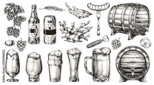 Visual collection of beer elements and accessories