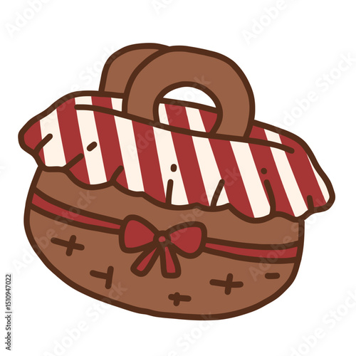 Blanket and Basket Cute Hand Drawn Illustration