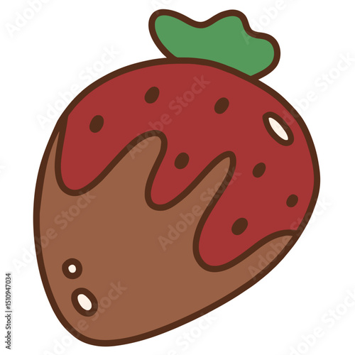 Chocolate Covered Strawberry Cute Hand Drawn Illustration