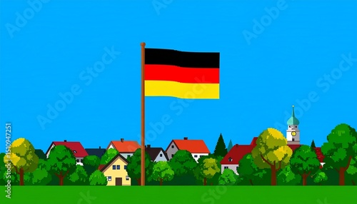 Flat design illustration of the German flag