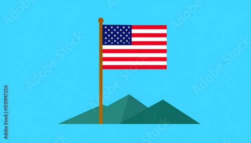 Flat design illustration of the flag of the United States of America