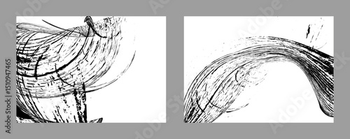 Strokes of black paint on a white background. Set of two templates. Graffiti element. Design template for the design of banners, posters, booklets, covers, magazines. EPS 10