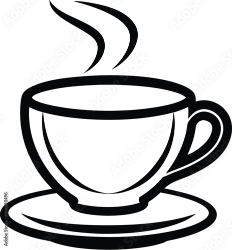  teacup silhouette, rising steam, drinkware icon